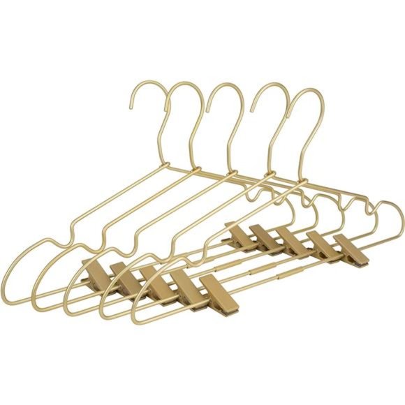 16.5” Matte Gold Metal Clothes Clips Hangers, Heavy Duty Hangers, 30 Pack